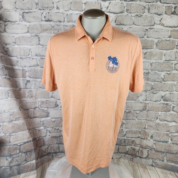 Travis Mathew Brogrammer Polo Shirt Pima Cotton Autumn Sunset Heather Size XL - Picture 2 of 16